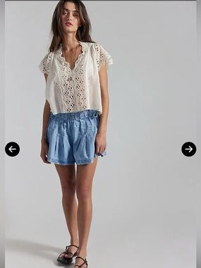 We The Free Croquet Denim Shorties in light Blue Sz Small